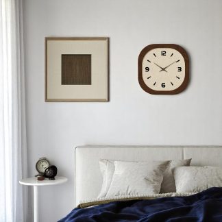 Simple square wooden wall clock