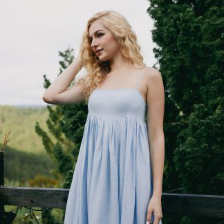 French Strapless Linen Maxi Dress