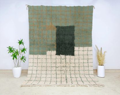 Contrast color plaid handmade carpet - Image 4