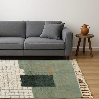 Contrast color plaid handmade carpet - Image 2
