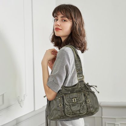 Vintage distressed motorcycle style handbag - Image 7
