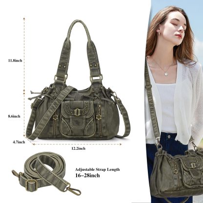 Vintage distressed motorcycle style handbag - Image 6