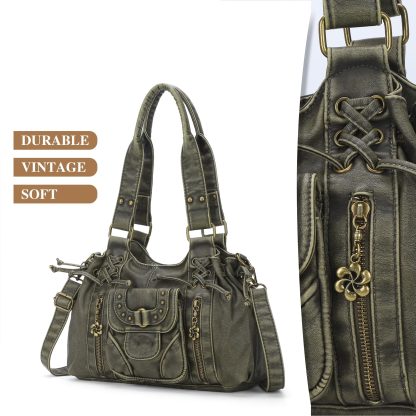 Vintage distressed motorcycle style handbag - Image 5