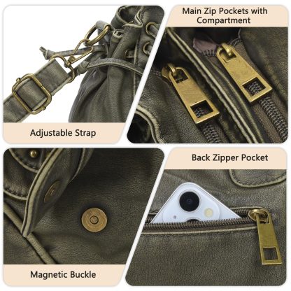 Vintage distressed motorcycle style handbag - Image 4