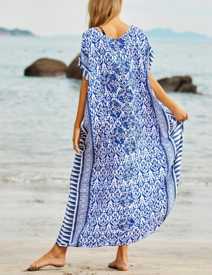 Bohemian style off-the-shoulder printed robe dress - Image 5