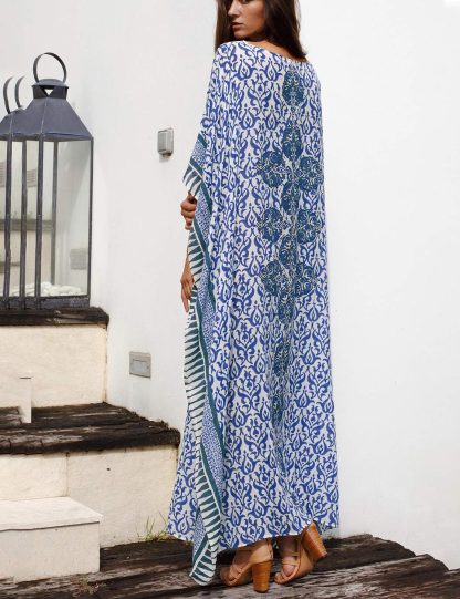 Bohemian style off-the-shoulder printed robe dress - Image 3