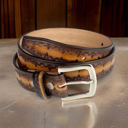 Gradient carved cowhide belt - Image 10