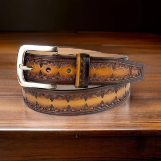 Gradient carved cowhide belt