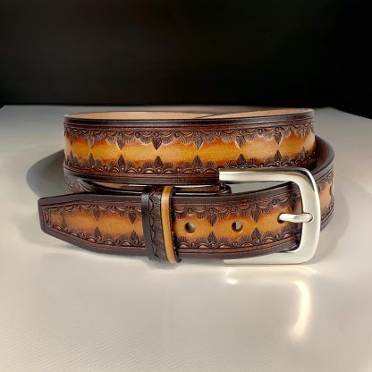 Gradient carved cowhide belt - Image 6