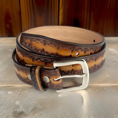 Gradient carved cowhide belt - Image 5
