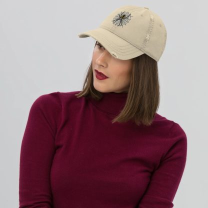 Distressed spider embroidered baseball cap - Image 3