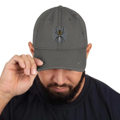 Distressed spider embroidered baseball cap - Image 2