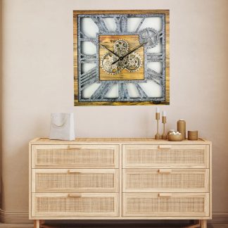 Retro industrial style gear wall clock