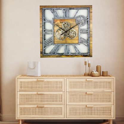 Retro industrial style gear wall clock