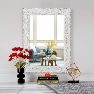 French-style intricately carved full-length mirror