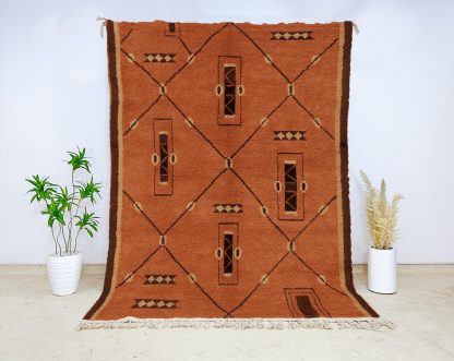 Terracotta Brown Wool Rug - Image 4