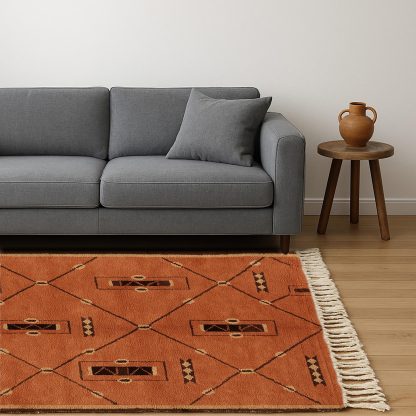 Terracotta Brown Wool Rug - Image 2