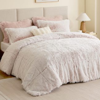 Pink faux plush bedding