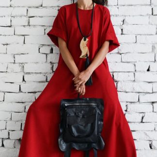 Dark leather backpack