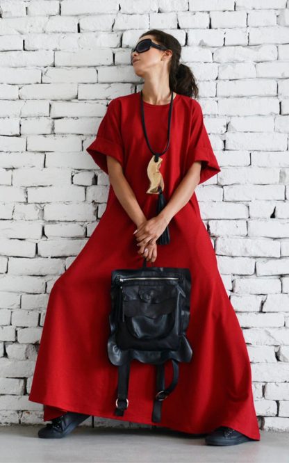 Dark leather backpack