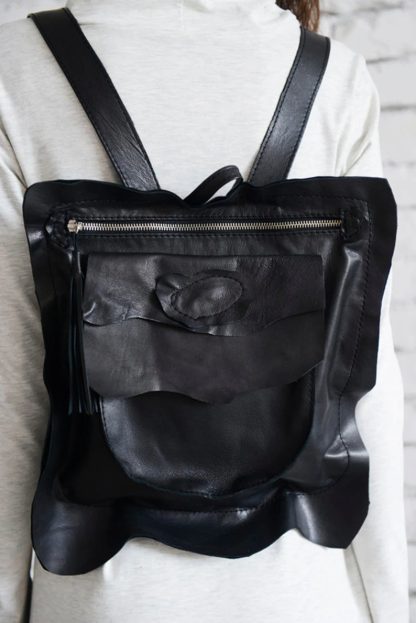 Dark leather backpack - Image 4