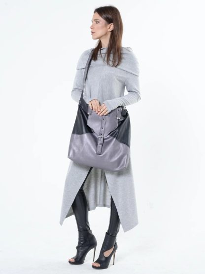 Contrast color panel tote bag - Image 3