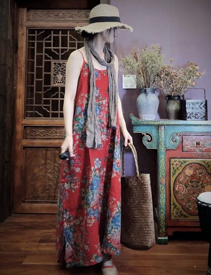 Retro printed suspender dress - Image 8