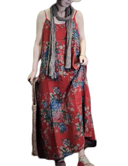 Retro printed suspender dress - Image 7