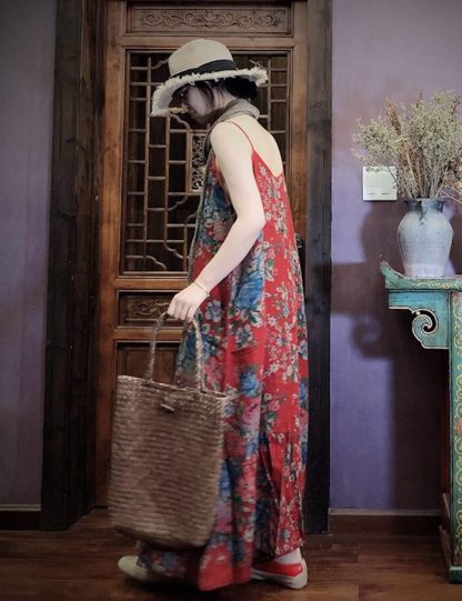 Retro printed suspender dress - Image 4