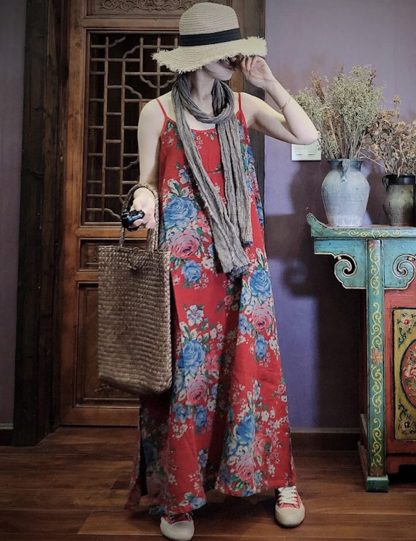 Retro printed suspender dress - Image 2