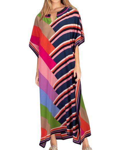 Contrast striped robe dress - Image 5