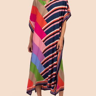 Contrast striped robe dress