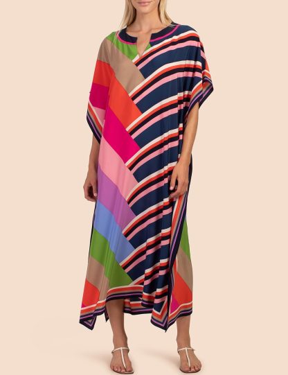 Contrast striped robe dress