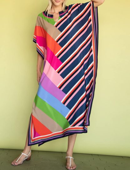 Contrast striped robe dress - Image 3