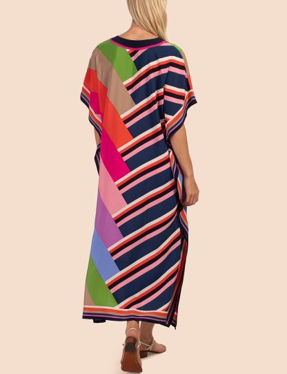 Contrast striped robe dress - Image 2
