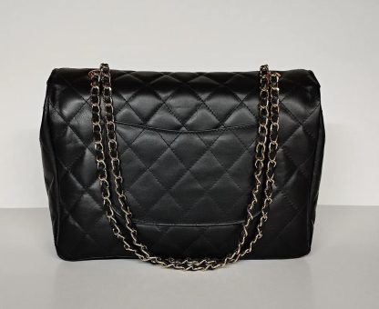 Diamond-patterned black and gold chain bag - Image 2