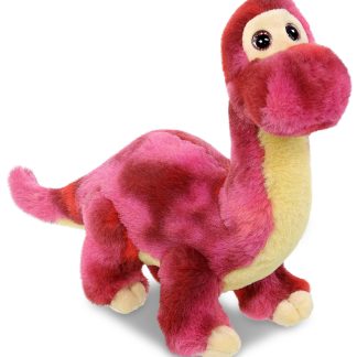 Pink striped dinosaur plush toy