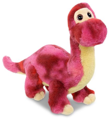 Pink striped dinosaur plush toy
