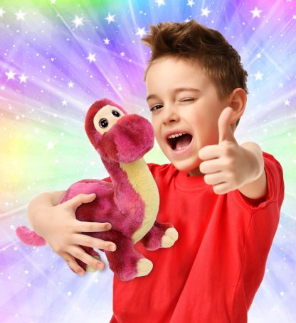 Pink striped dinosaur plush toy - Image 3