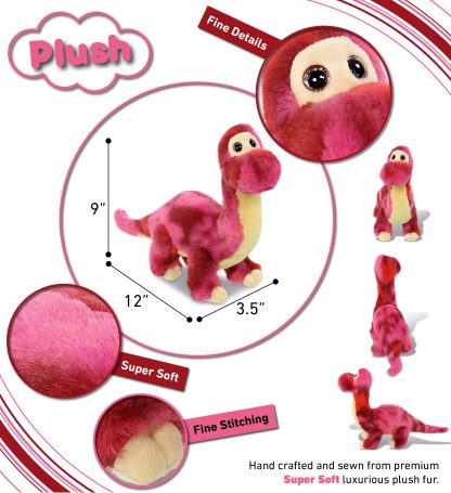 Pink striped dinosaur plush toy - Image 2