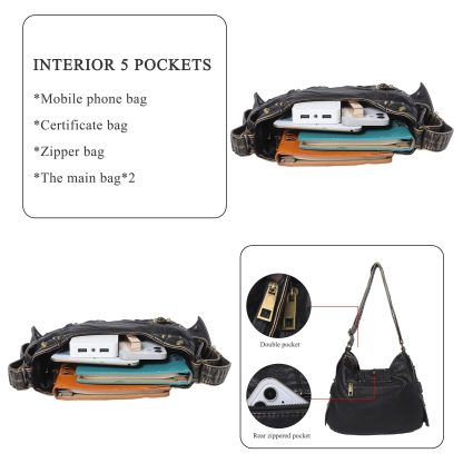 Punk style rivet motorcycle bag - Image 2