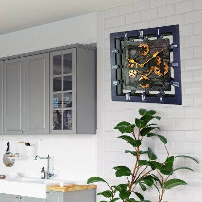 Industrial style square gear wall clock - Image 2