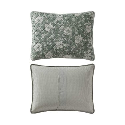 Dark green floral quilted bed cover three-piece set - Image 6