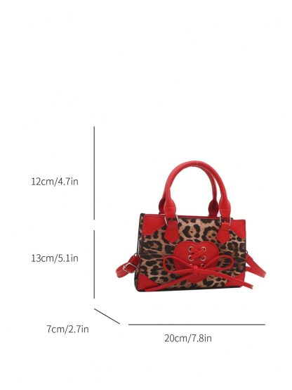 Leopard print and red embellishment mini tote bag - Image 7