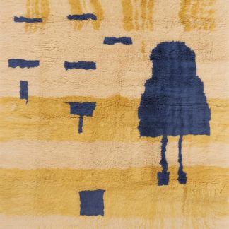 Yellow and blue colorblock abstract carpet