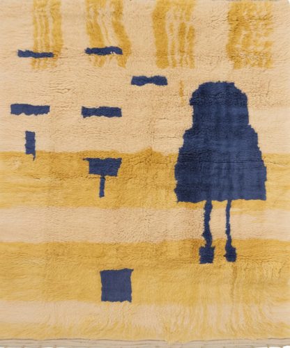 Yellow and blue colorblock abstract carpet