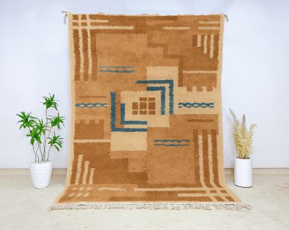 Brown and blue geometric rug - Image 4