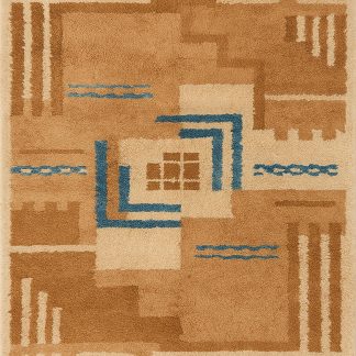 Brown and blue geometric rug
