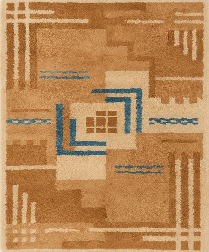 Brown and blue geometric rug