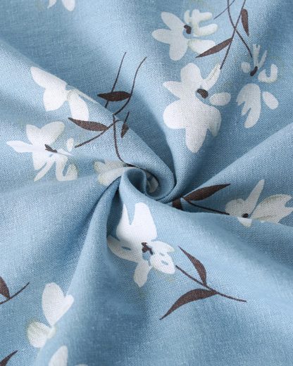 Light blue floral stand collar three-quarter sleeve dress - Image 2